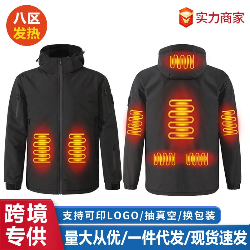 Veste chauffante intelligente pour sports de plein air, manteau en coton coupe-vent, hiver