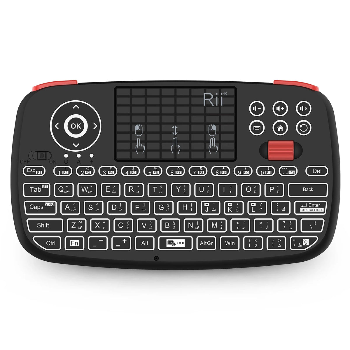 Mini clavier sans fil Bluetooth Rii I4 avec pavé tactile, télécommande souris rétroéclairée 2,4 GHz pour Windows, Android TV Box et Smart TV