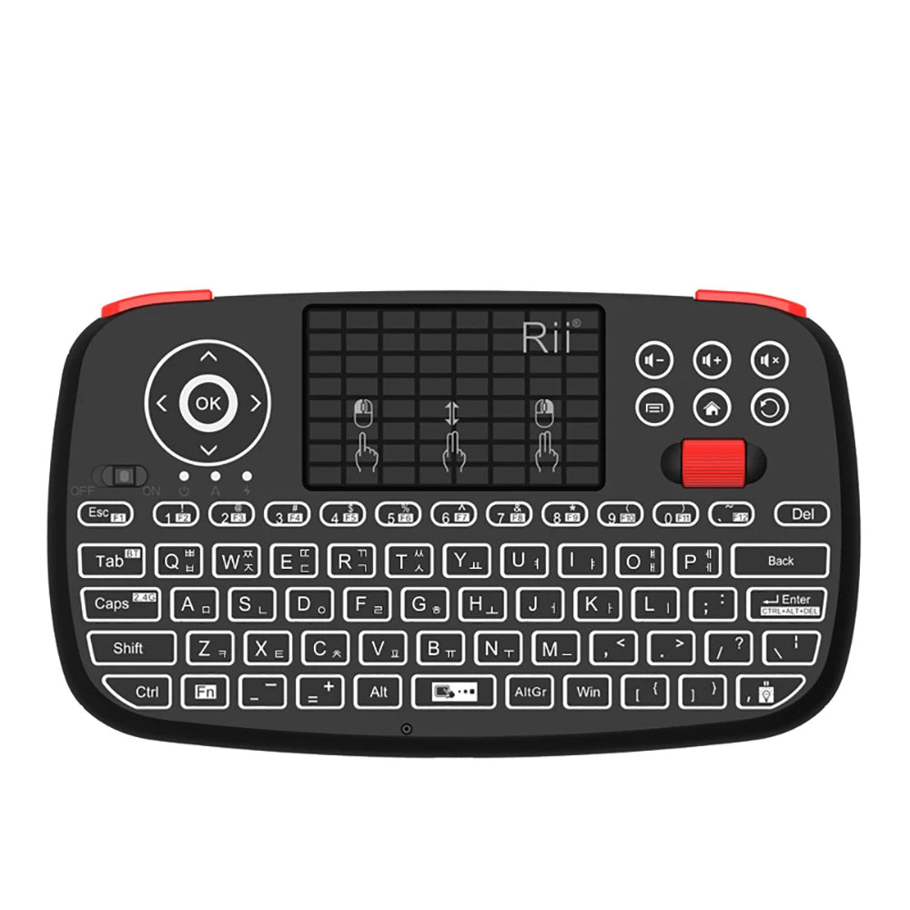 Mini clavier sans fil Bluetooth Rii I4 avec pavé tactile, télécommande souris rétroéclairée 2,4 GHz pour Windows, Android TV Box et Smart TV