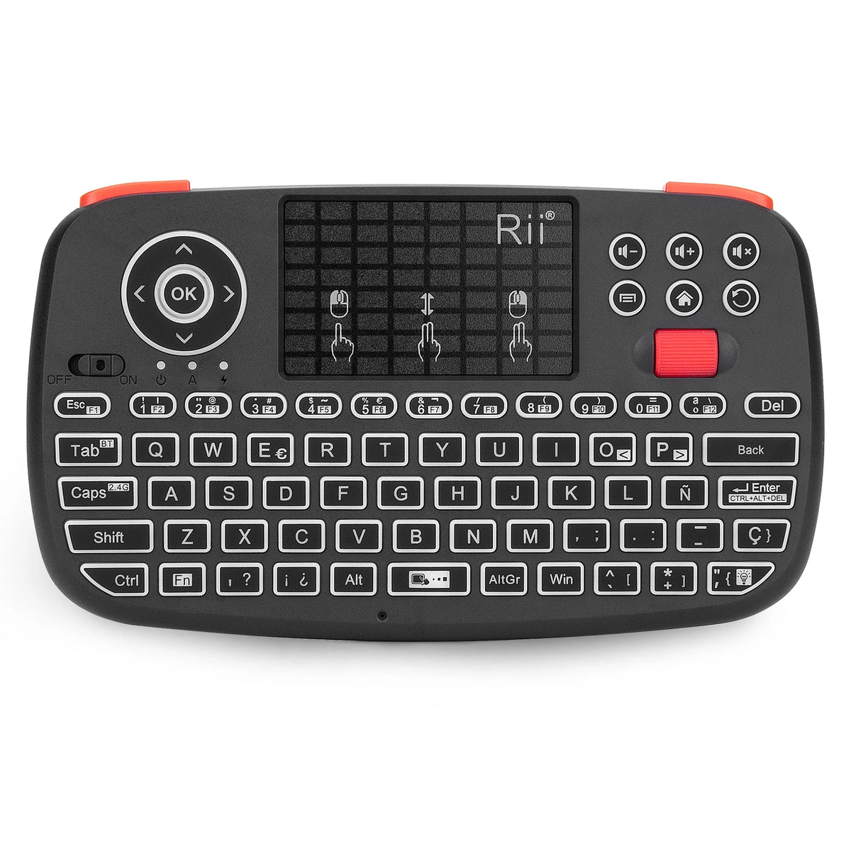 Mini clavier sans fil Bluetooth Rii I4 avec pavé tactile, télécommande souris rétroéclairée 2,4 GHz pour Windows, Android TV Box et Smart TV