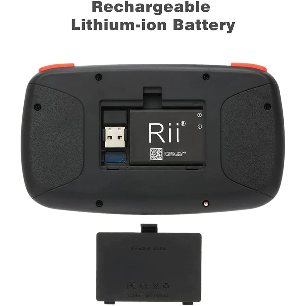 Rii I4 Mini clavier sans fil Bluetooth avec pavé tactile, télécommande de souris rétroéclairée 2.4GHz pour Windows Android TV Box Smart TV